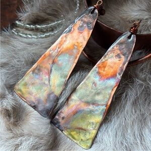 Flame Painted Copper Earrings